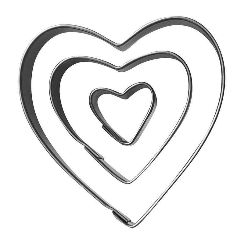 Uitsteekvormpjes RVS hart set van 3