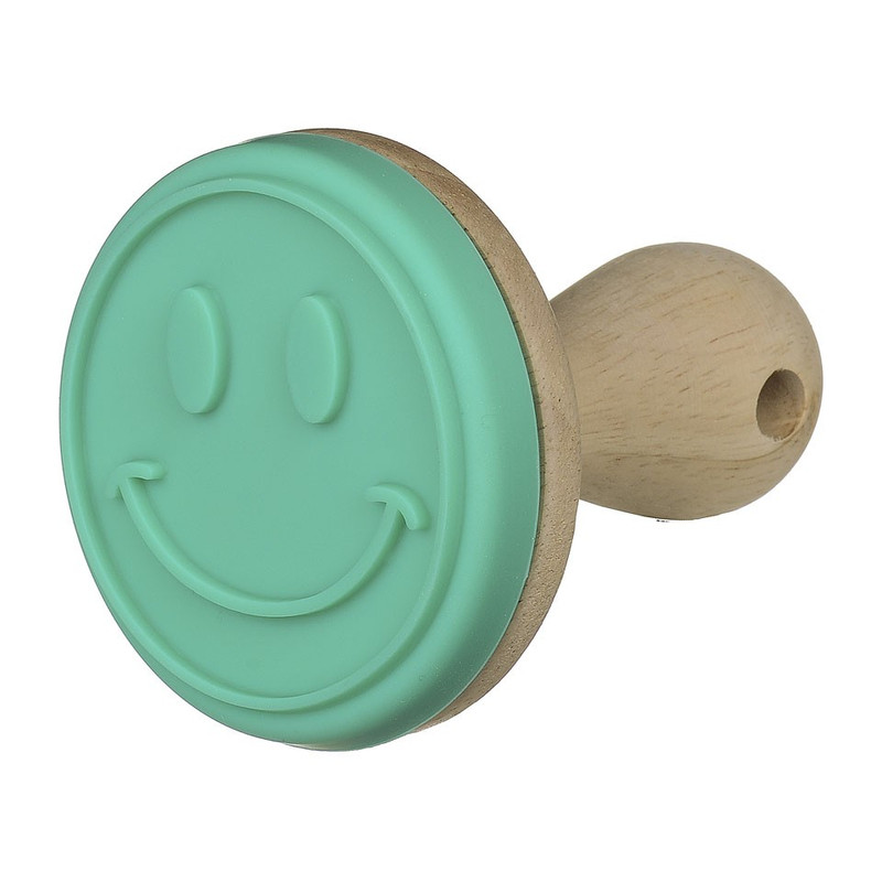 Koekjesstempel turquoise smiley 8 cm