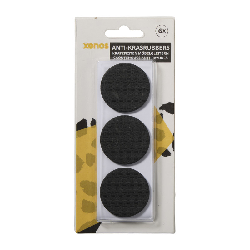Anti-krasrubbers rond - zwart - set van 6