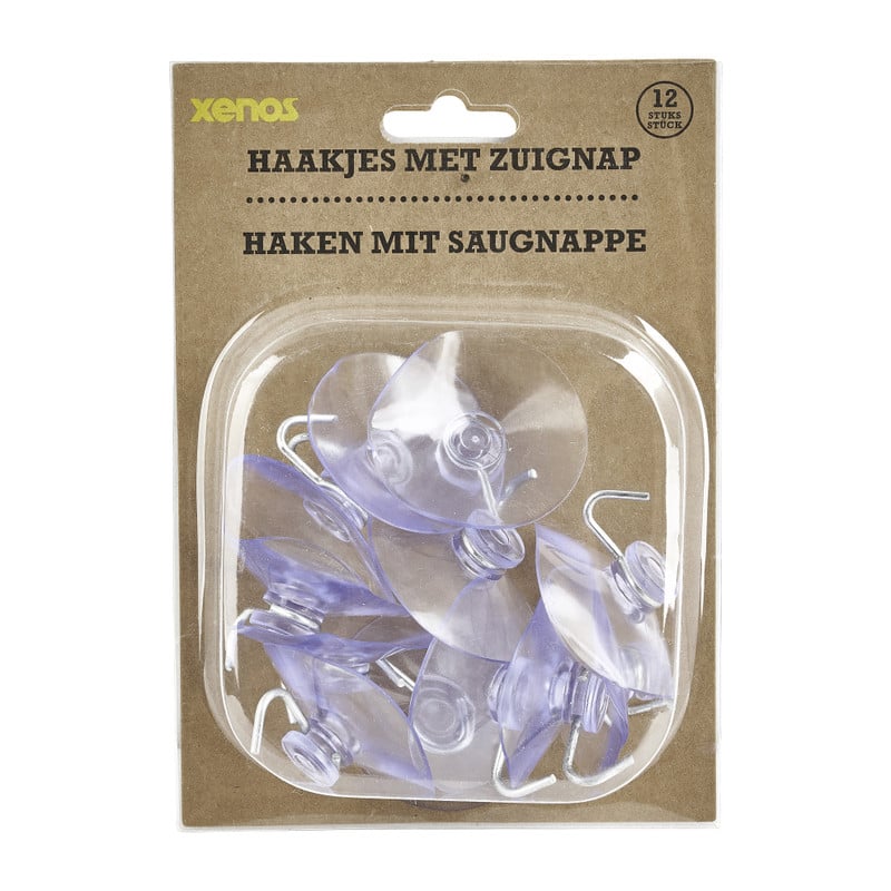 Haakjes met zuignap - set van 12