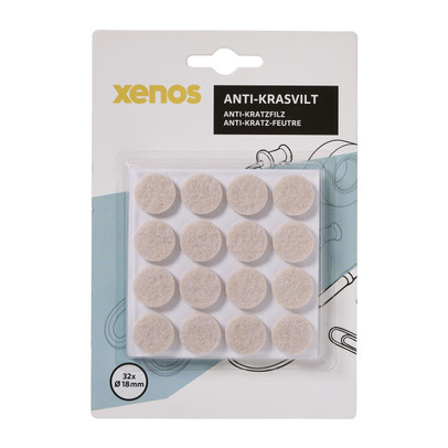 Anti-kras viltjes rond ø1.8 cm - taupe - set van 32 