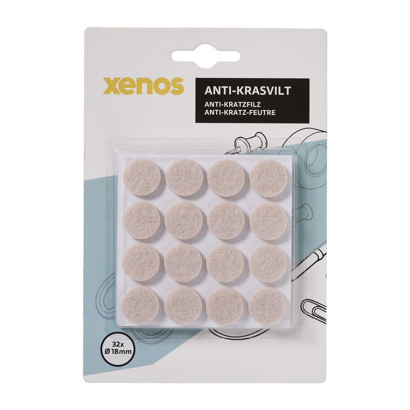 Viltjes anti kras rond - taupe - set van 32 