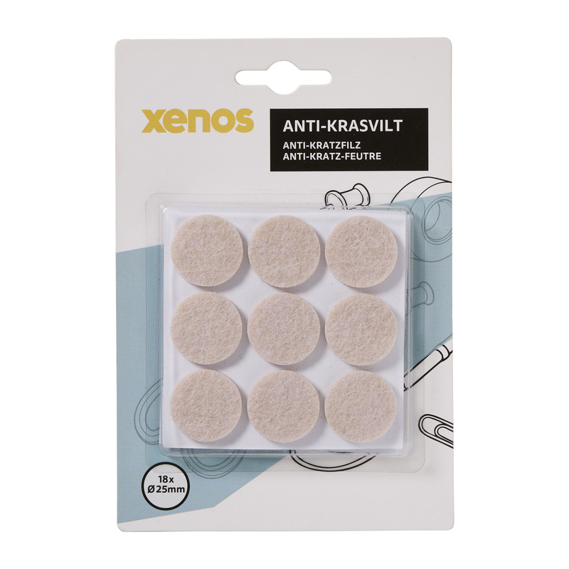 Viltjes anti kras rond - taupe - set van 18