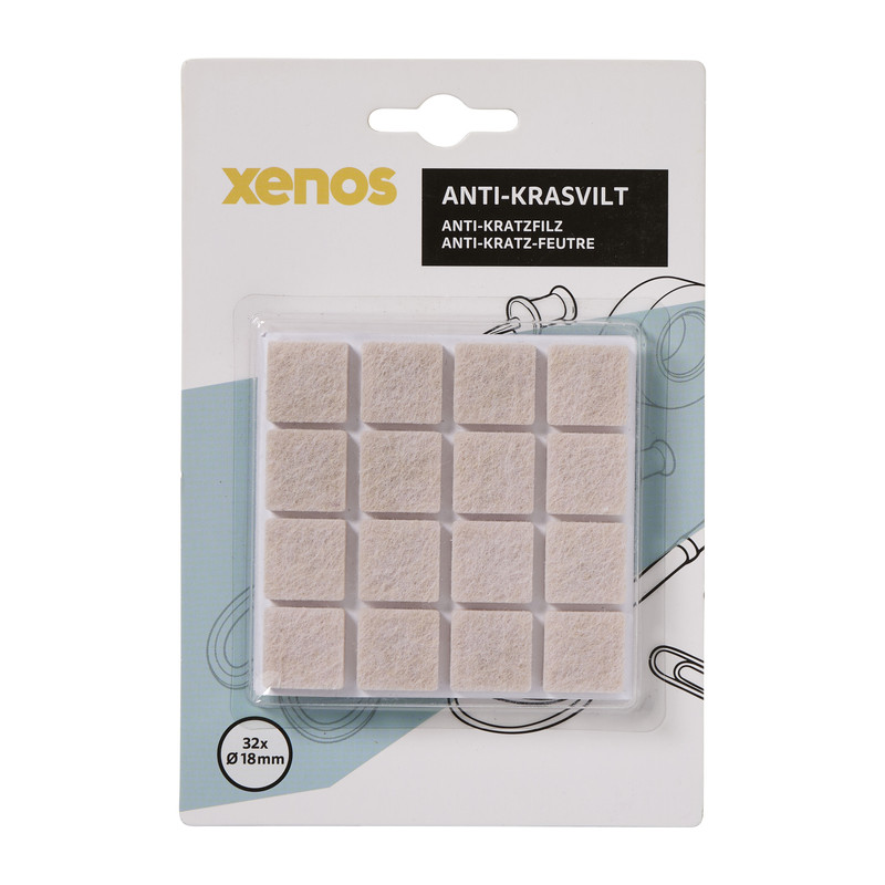 Viltjes anti kras vierkant - taupe - set van 32