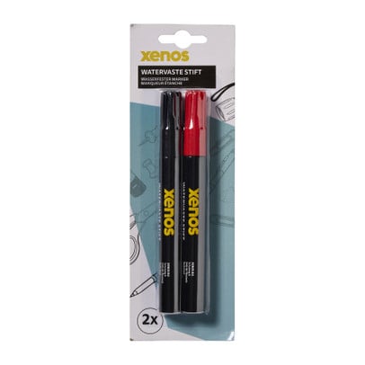 Watervaste stift - rood/zwart - set van 2