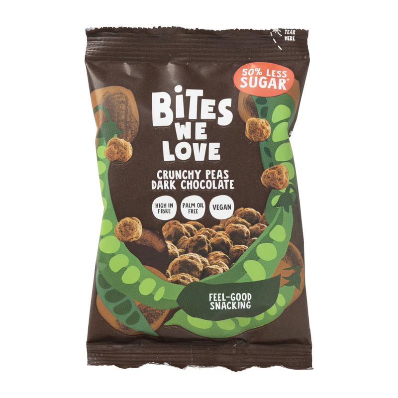 BitesWeLove crunchy peas - dark chocolate - 30 g