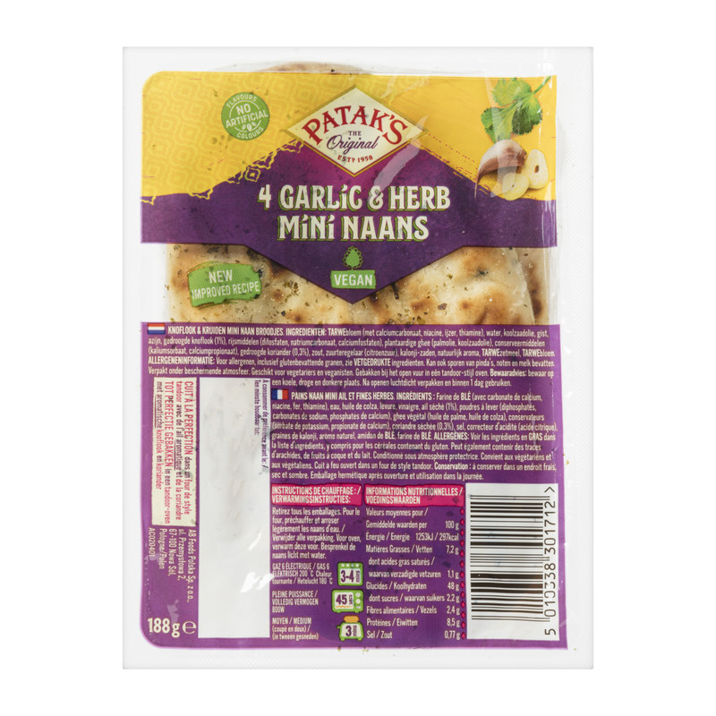 Mini naanbrood knoflook en koriander - Patak's - 188 g