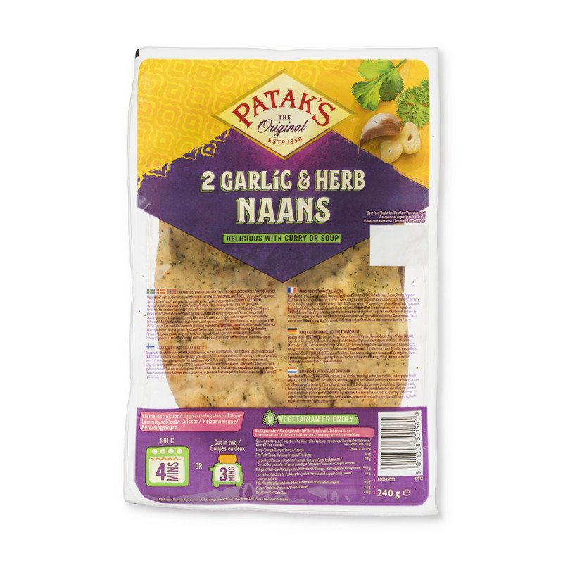 Naanbrood knoflook en koriander - Patak&apos;s - 260 g