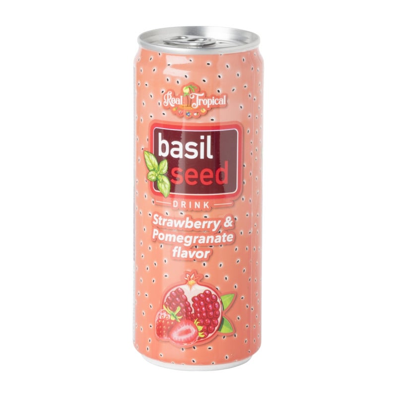 Basil seed drink - aardbei/ granaatappel -  325 ml