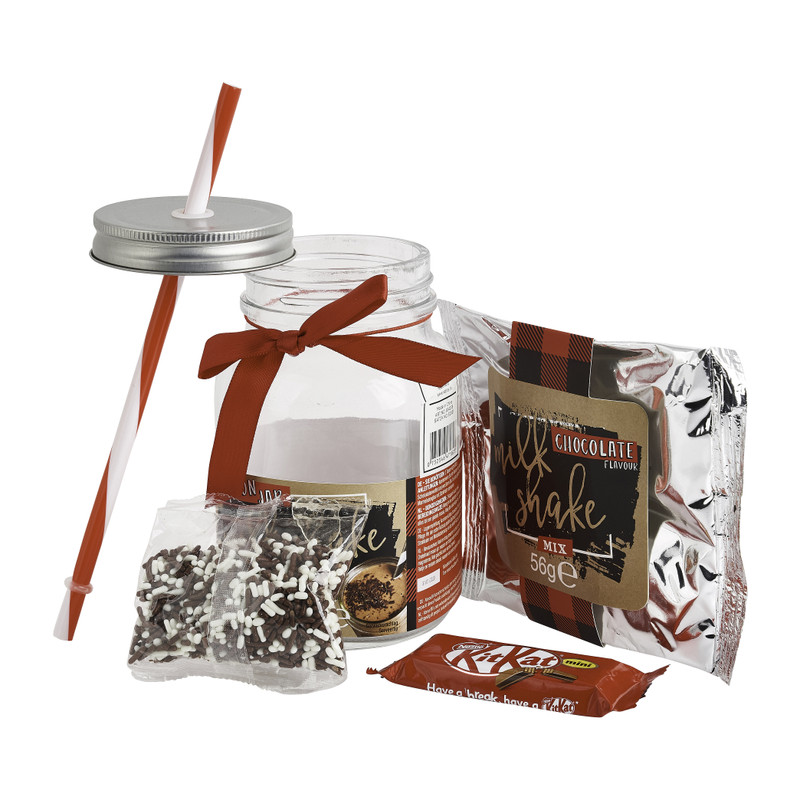 Giftset mason jar - chocolade milkshake - Kitkat