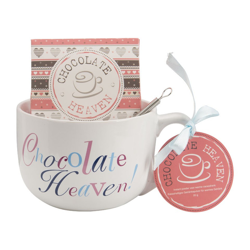 Cadeauset grote beker - chocolate heaven - roze 