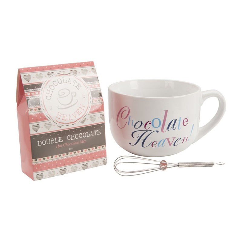Cadeauset grote beker - chocolate heaven - roze 