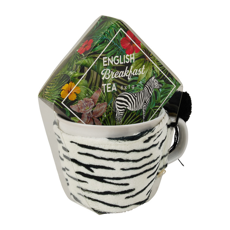 Mok met oor giftset - zebra - thee
