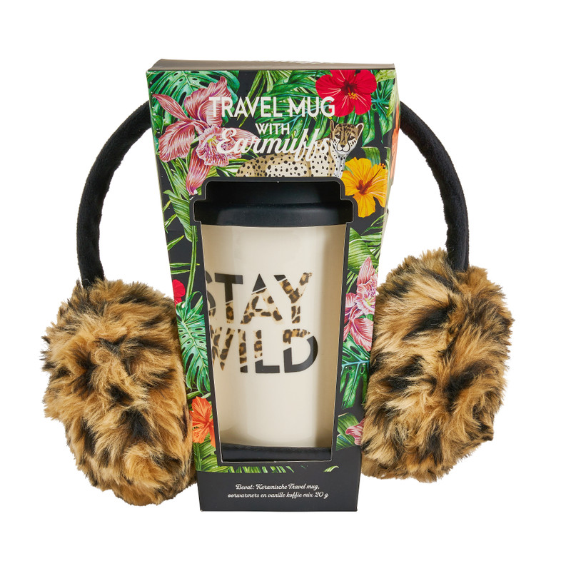 Travel mok met oorwarmers - vanillekoffie