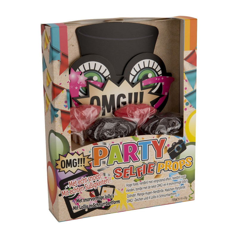 Party selfie props met snoep