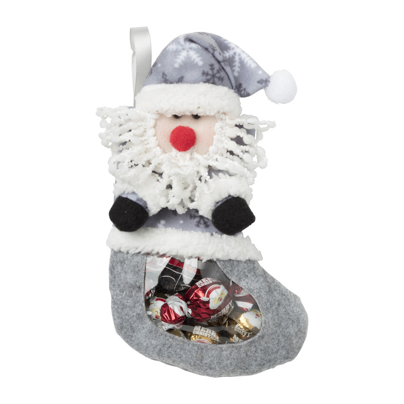 Kerst sok met chocolade - grijs