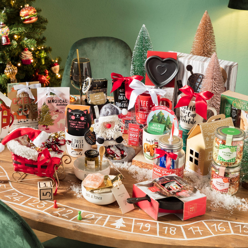 Kerst sok met chocolade - grijs