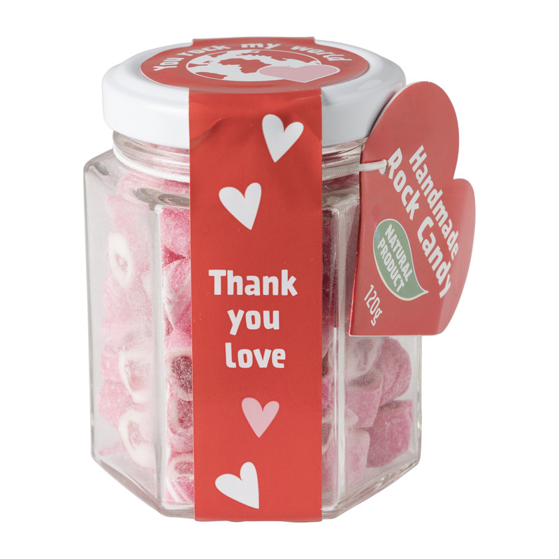 Hart snoepjes in snoeppot - 120 g