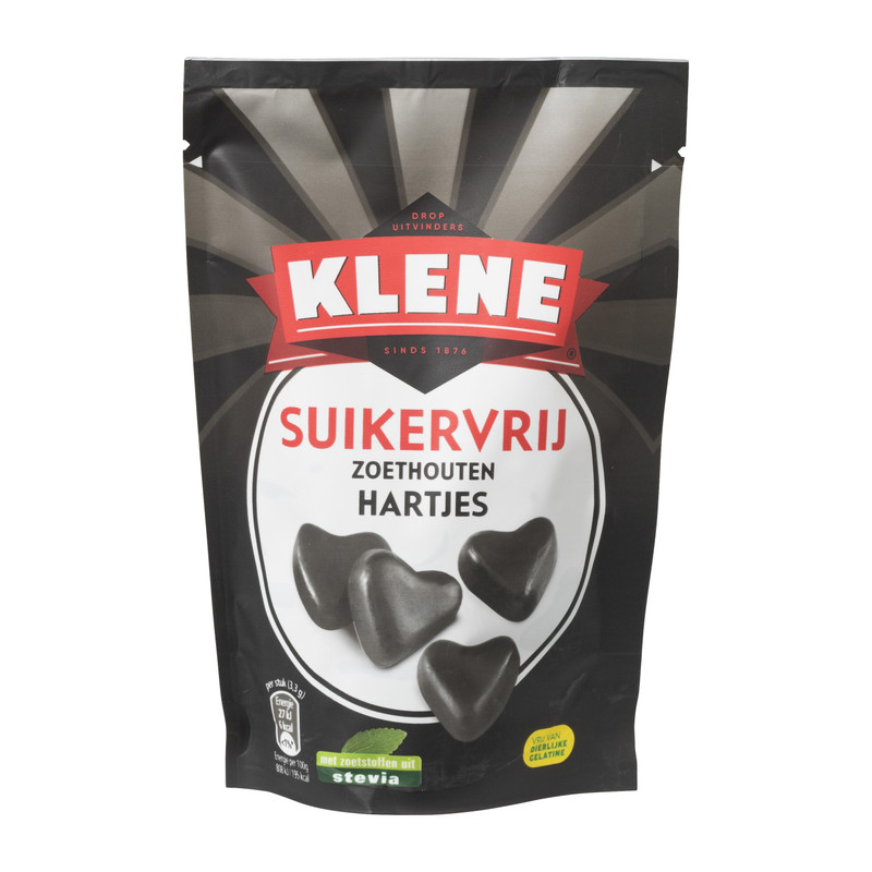Klene drop - zoethout hartjes suikervrij - 110 g