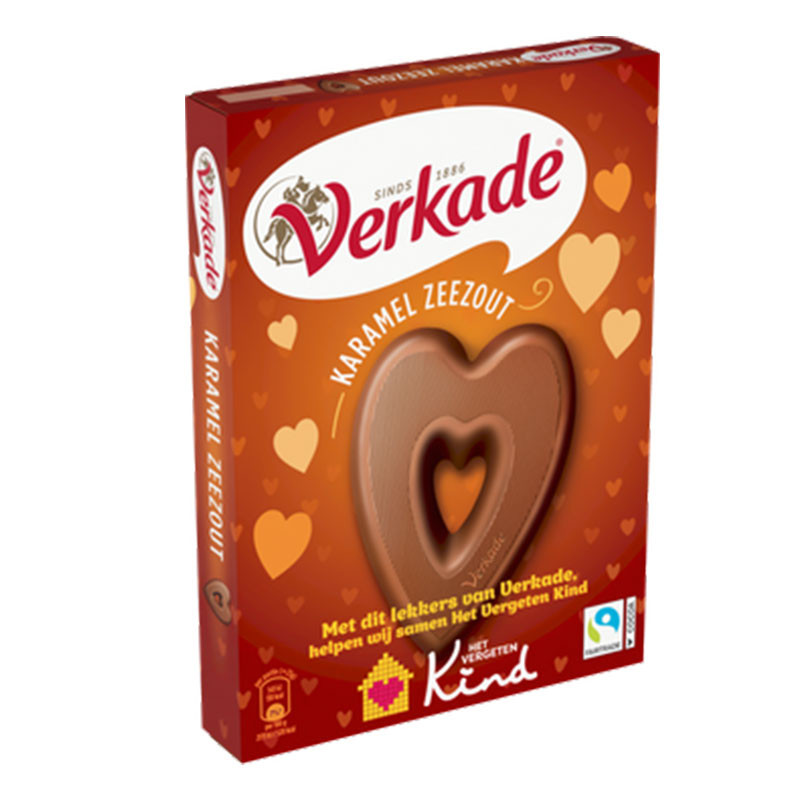 Verkade chocolade hart - karamel zeezout - 135 gram