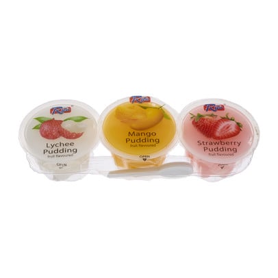 Pudding fruit - lychee/mango/aardbei - 3x65 gram
