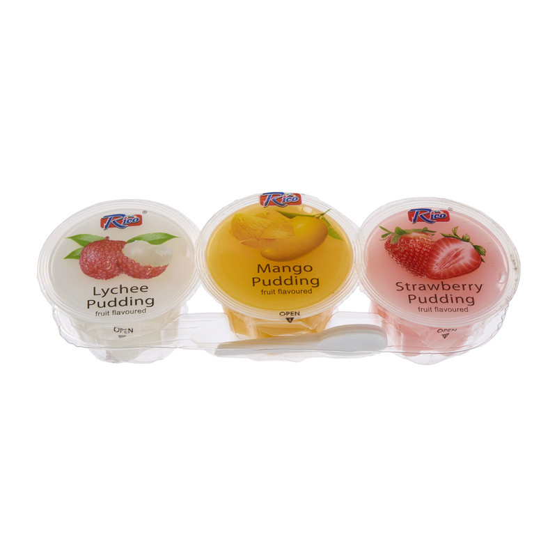 Pudding fruit - lychee/mango/aardbei - 3x65 gram 