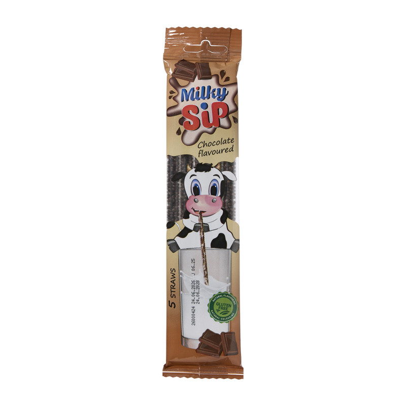 Milky sip flavored straw - chocolade - 5x6 gram 