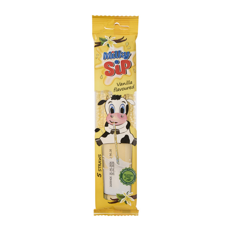 Milky sip flavored straw - vanille - 5x6 gram 