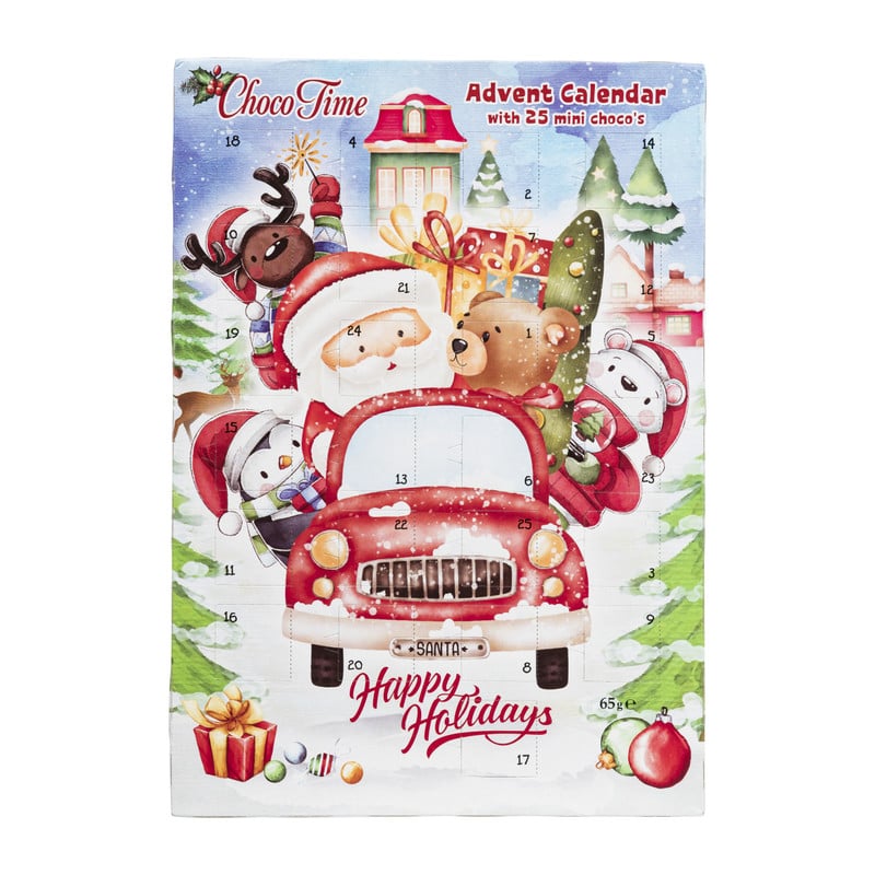 Adventskalender kerstman happy holidays - 25 chocolaatjes