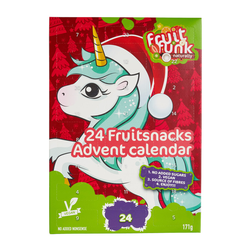 Adventskalender met fruit snoep - unicorn - 171 g