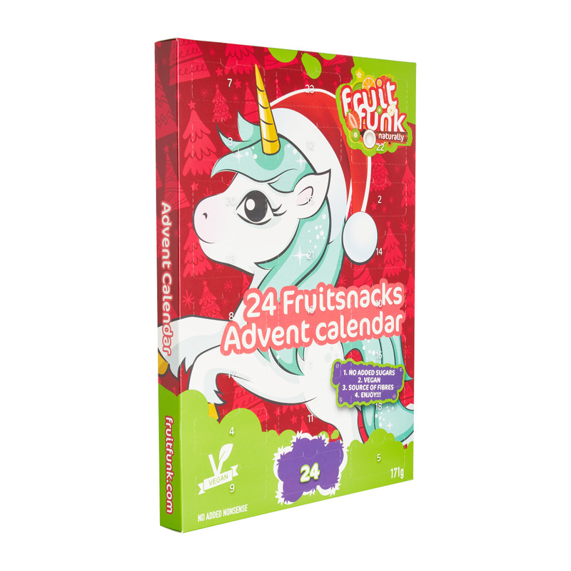 Adventskalender met fruit snoep - unicorn - 171 g