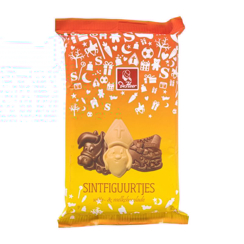 Bakje sintfiguren - melk/wit - 150 gram