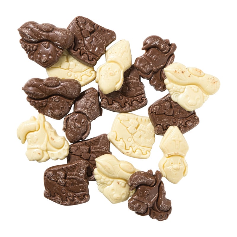 Bakje sintfiguren - melk/wit - 150 gram