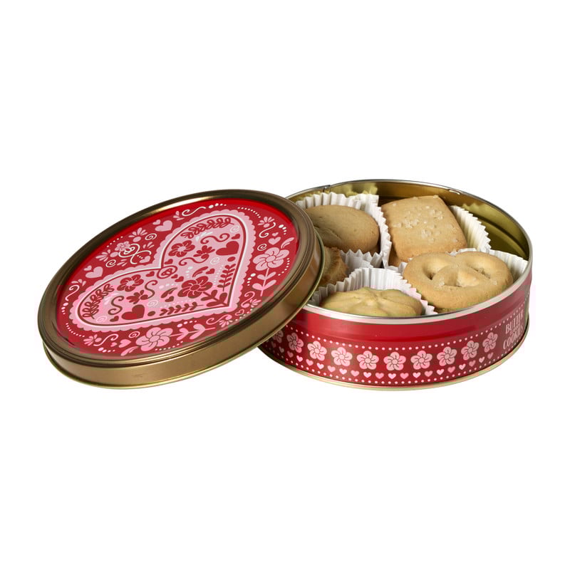 Koekjestrommel hart met koekjes - 114 gram