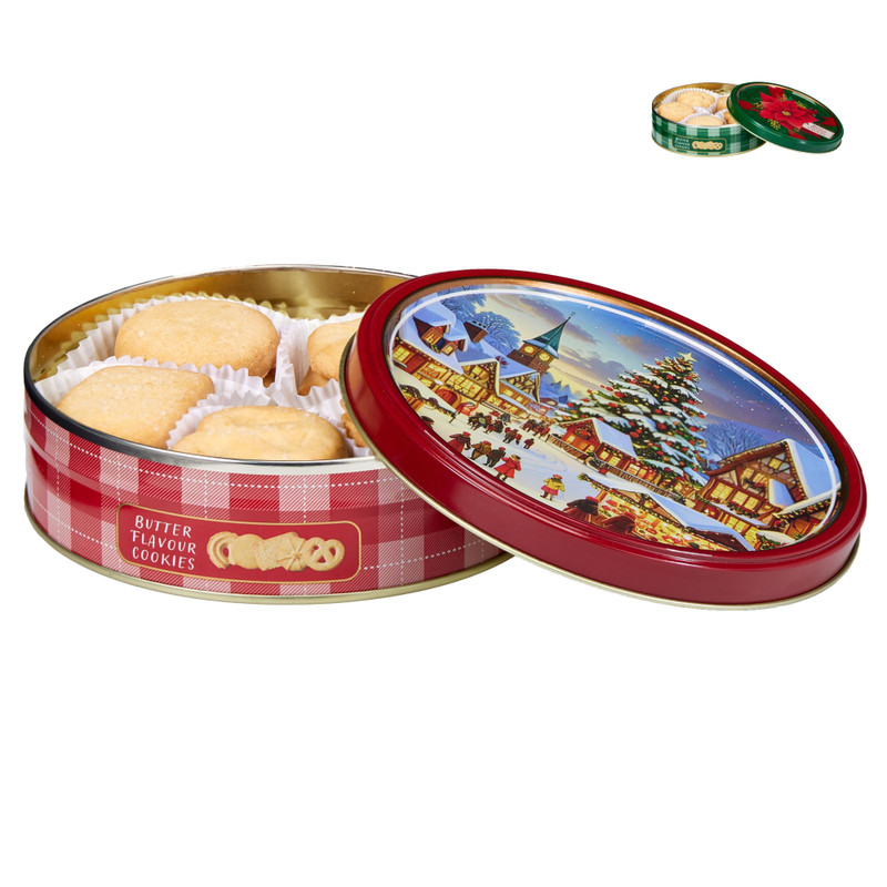 Koekjestrommel kerst gevuld - 114 gram 