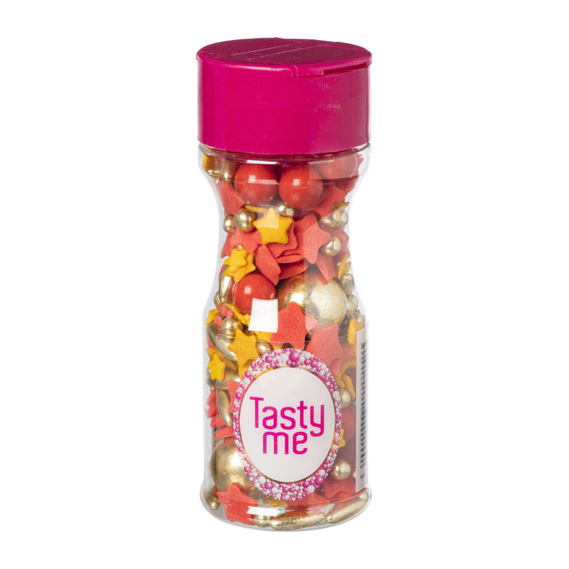 Tasty Me sprinkles - rood/oranje/goud - 65 g
