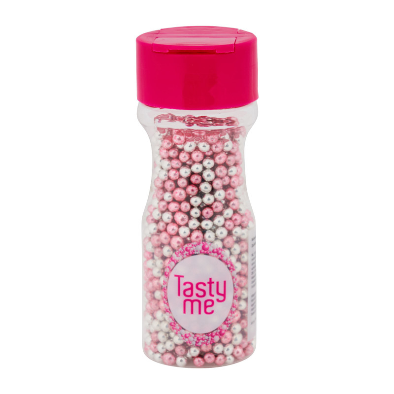 Tasty Me suikerparels - zilver/roze - 70 g