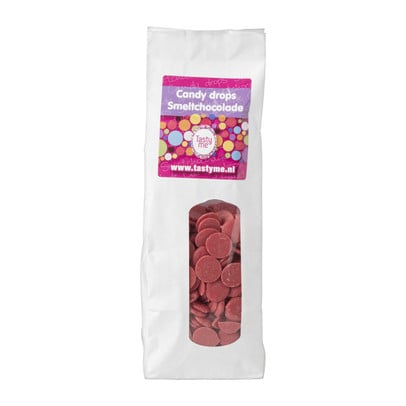 Tasty Me candy drops smeltchocolade - roze - 300 gram