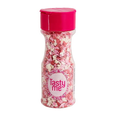 Tasty Me suikerfiguur hartjes - roze/rood/wit - 55 gram