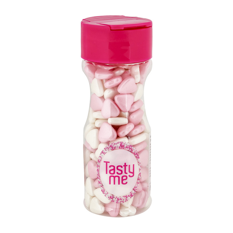 Tasty Me suikerhartjes - roze/wit - 75 g