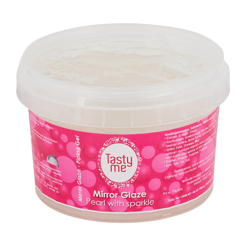 Mirror glaze glazuur - wit met glitters