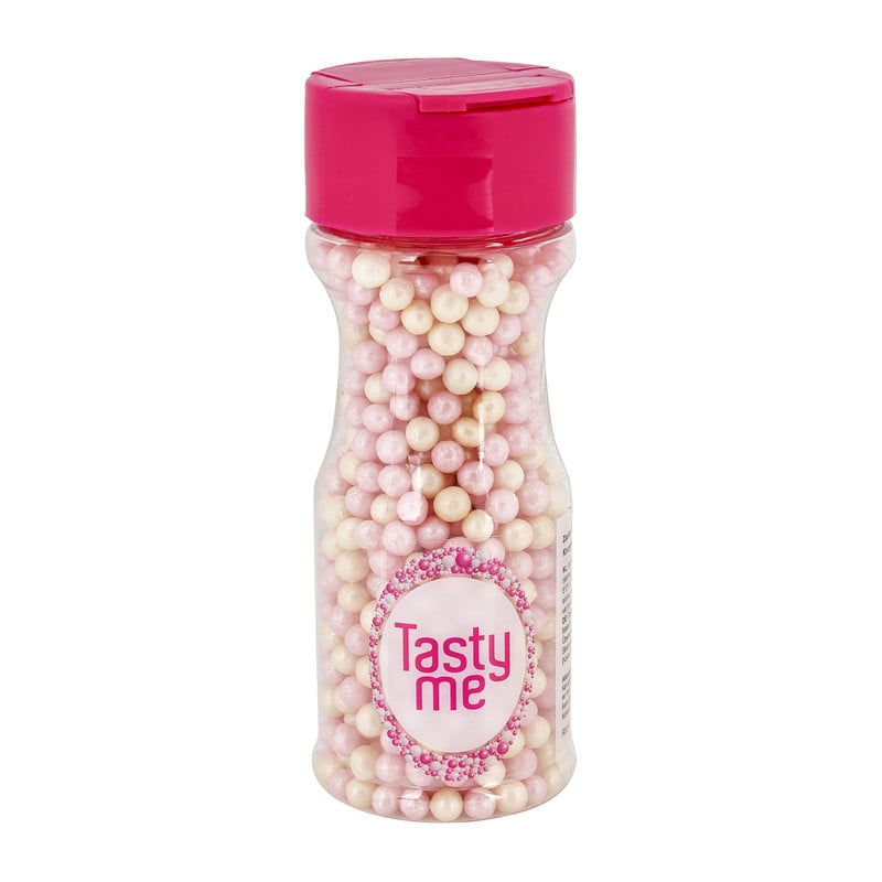 Tasty Me crispy suikerparel - roze/wit - 50 g
