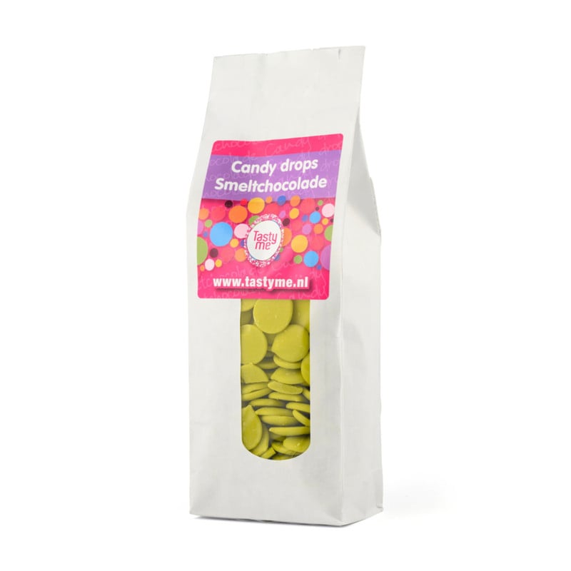 Tasty Me candy drops smeltchocolade - groen - 300 gram 