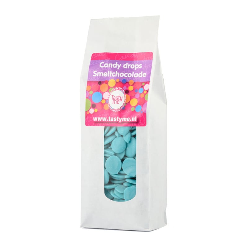 Tasty Me candy drops smeltchocolade - blauw - 300 gram 