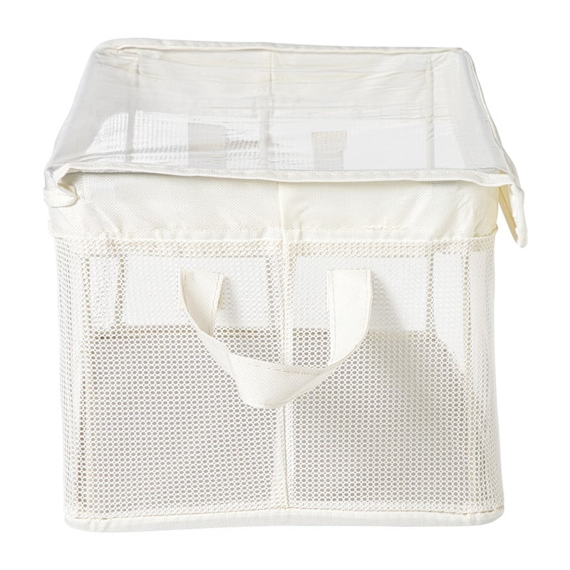 Opbergmand met handvatten - wit - 25x44x20 cm