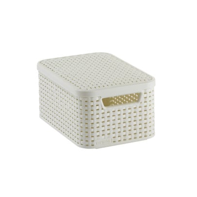 Curver opbergmand met deksel klein - wit - 19.8x29x14.2 cm