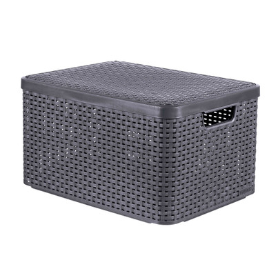 Curver opbergmand met deksel groot - grijs - 33x44.5x24.8 cm