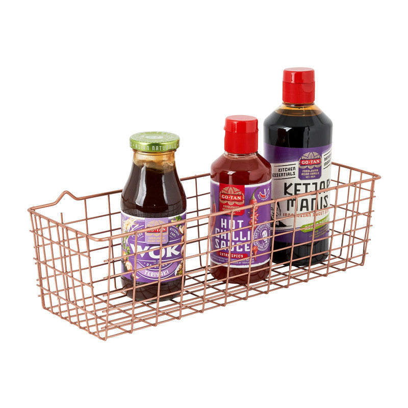 Metaltex opbergmandje - koperkleurig - 33x12x9 cm