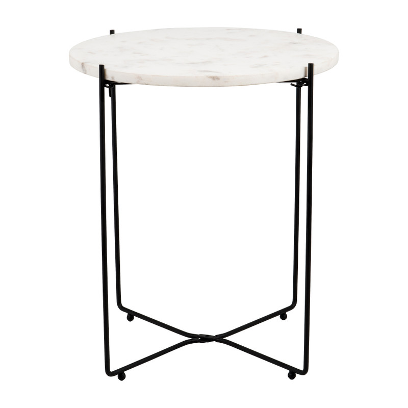 Agnetta bijzettafel rond - wit marmer - 41x47,5 cm