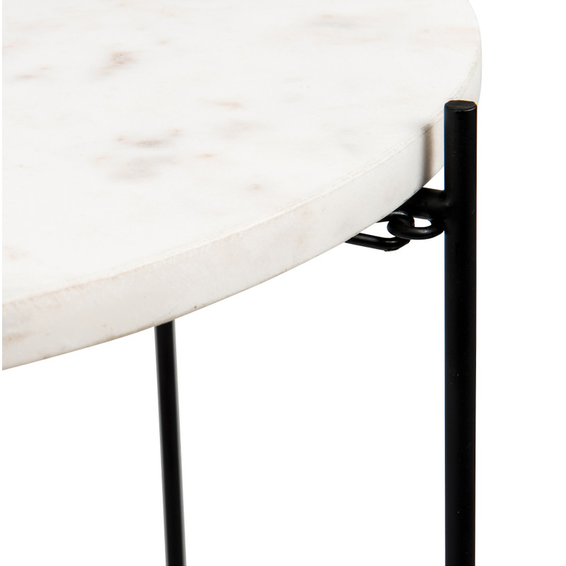 Agnetta bijzettafel rond - wit marmer - 41x47,5 cm